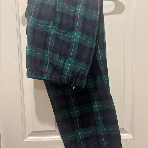 Talbots Size M Cotton Flannel Sleep Set Pjs Pajamas Tarten Blue Green Plaid - Picture 7 of 9